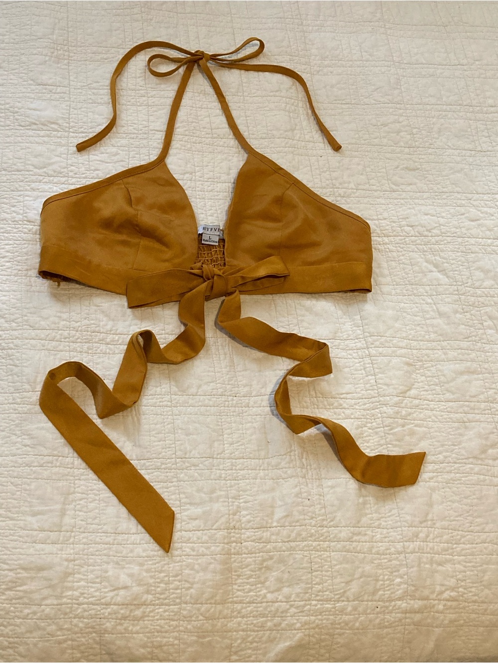 HYFVE mustard yellow Halter Tie-Back Bralette